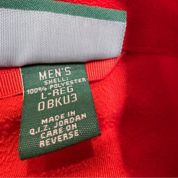 LL Bean Jacket Men's Orange Fleece 1/4 Zip Pullover Zipper Pockets L EUC - Picture 3 of 6